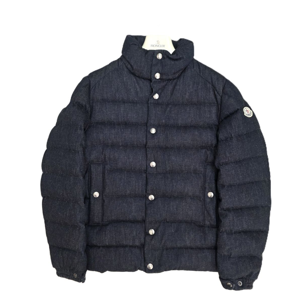MONCLER モンクレール BREVAL ブレヴァル デニム生地 ロゴワッペン付き 1 S-M ダウンジャケット B20914183505 デニム インディゴブ  メンズ【中古】