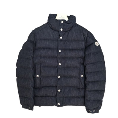 MONCLER モンクレール BREVAL ブレヴァル デニム生地 ロゴワッペン付き 1 S-M ダウンジャケット B20914183505 デニム インディゴブ メンズ【中古】