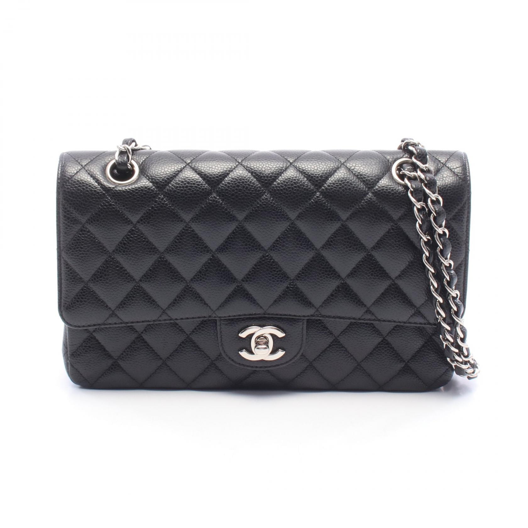 シャネル CHANEL マトラッセ Wフラップ ショルダーバッグ バッグ キャビアスキン(グレインドカーフ) レディース ブラック系 【中古】