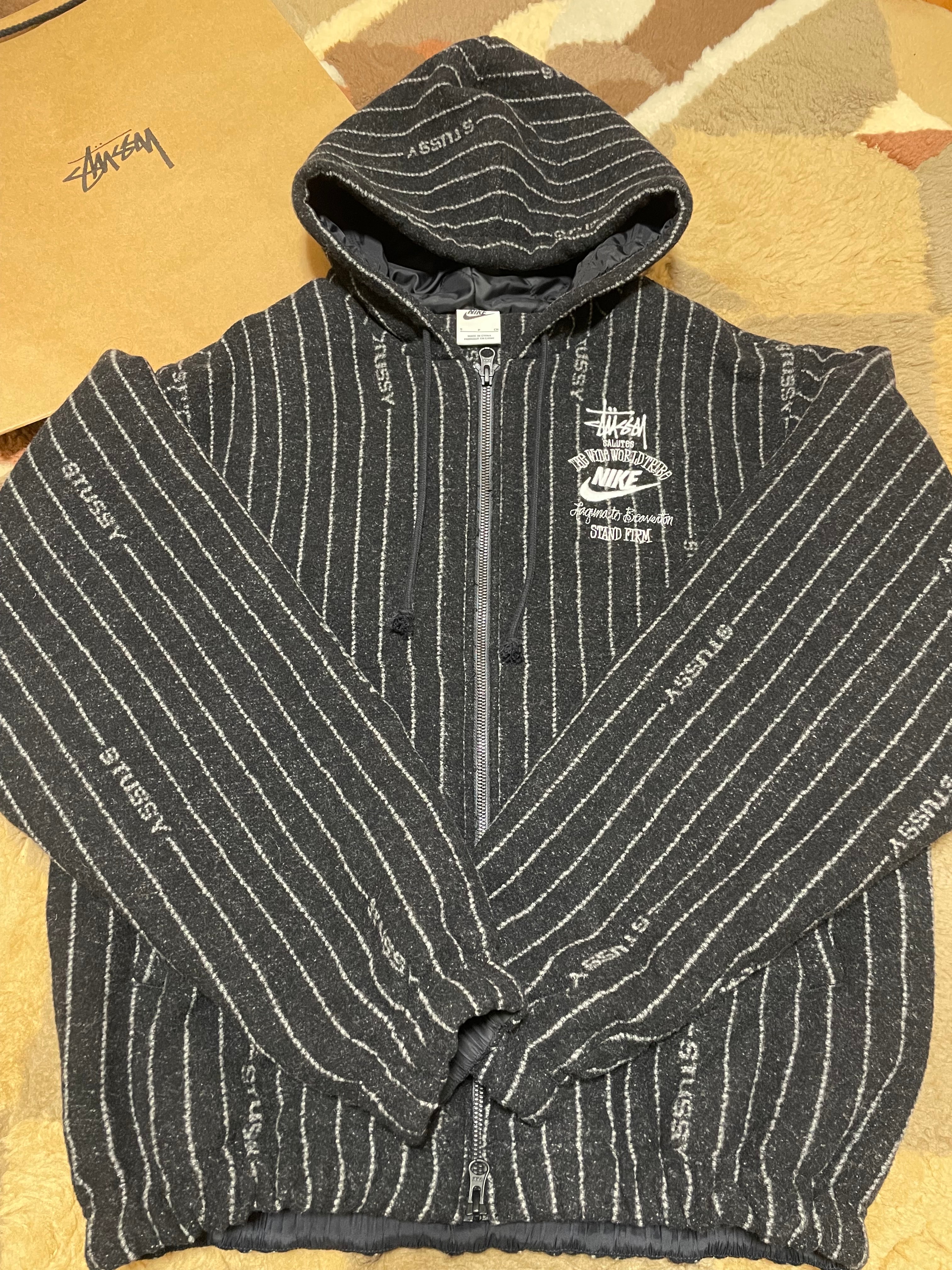 Stussy x Nike Striped Wool Jacket "Black"