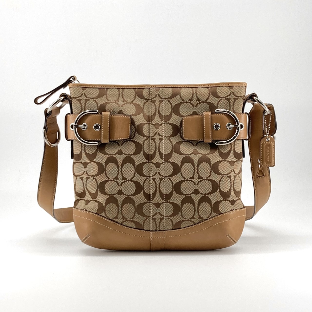 COACH(コーチ) シグネチャー柄 キャンバス×レザー 3574 ショルダーバッグ ベージュ