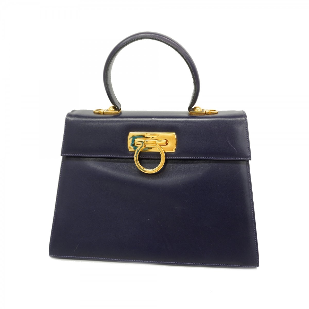 【6ce6270】サルヴァトーレフェラガモ ハンドバッグ ガンチーニ レザー パープル ゴールド金具【中古】レディース