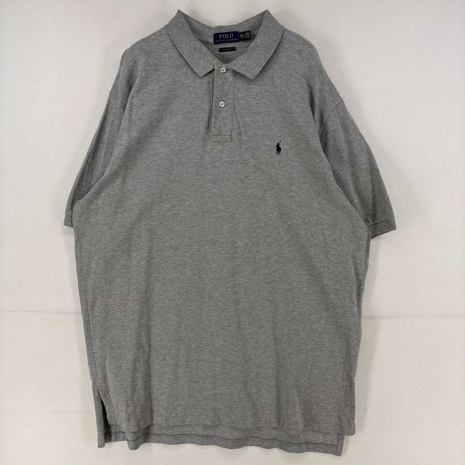 古着 ポロ・ラルフローレン POLO RALPH LAUREN 半袖シャツ ワンポイント ポロシャツ ロゴ 刺繍 大きいサイズ 2XL グレー メンズ