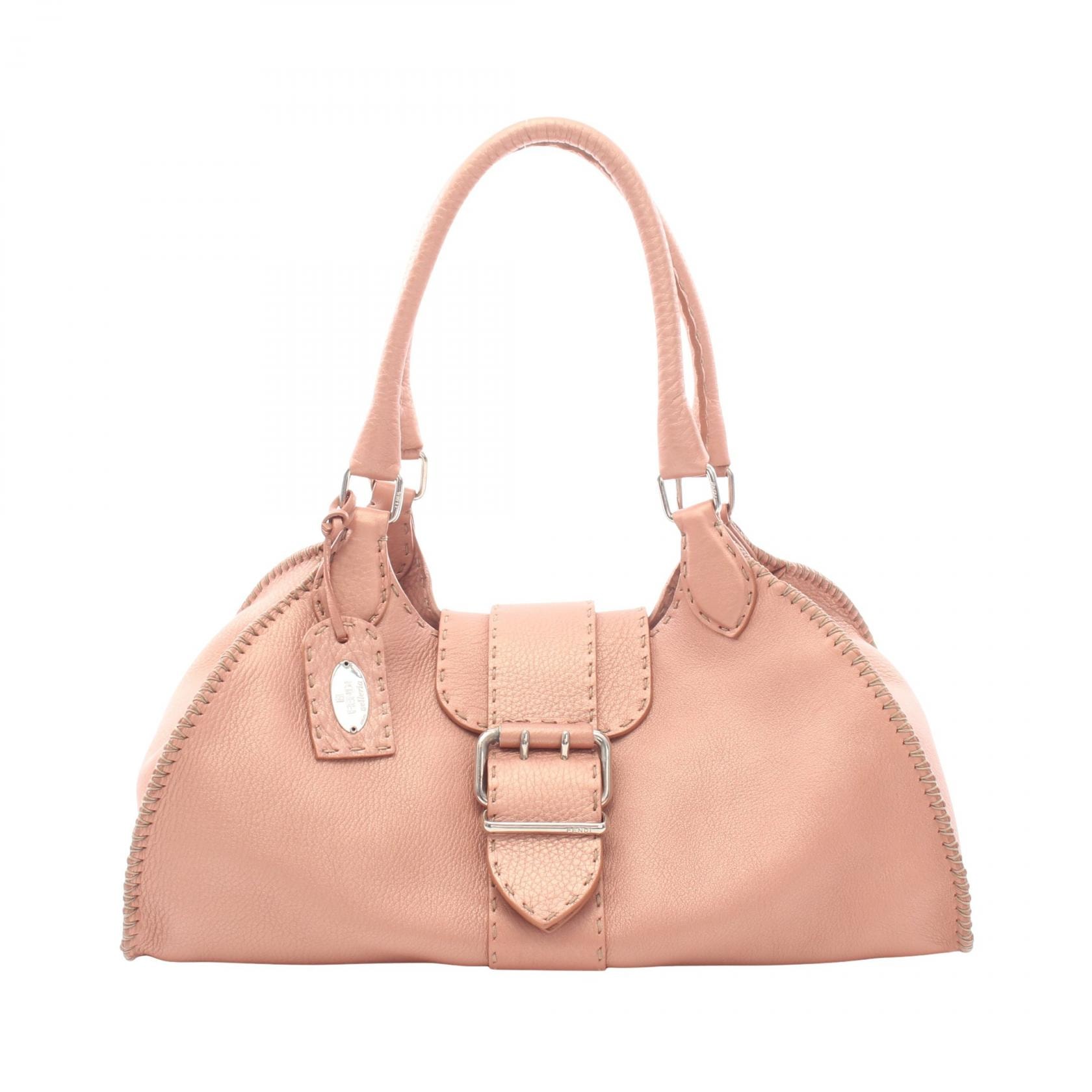 フェンディ FENDI セレリア メタリック ショルダーバッグ バッグ レザー レディース ピンク系 8BR310 【中古】