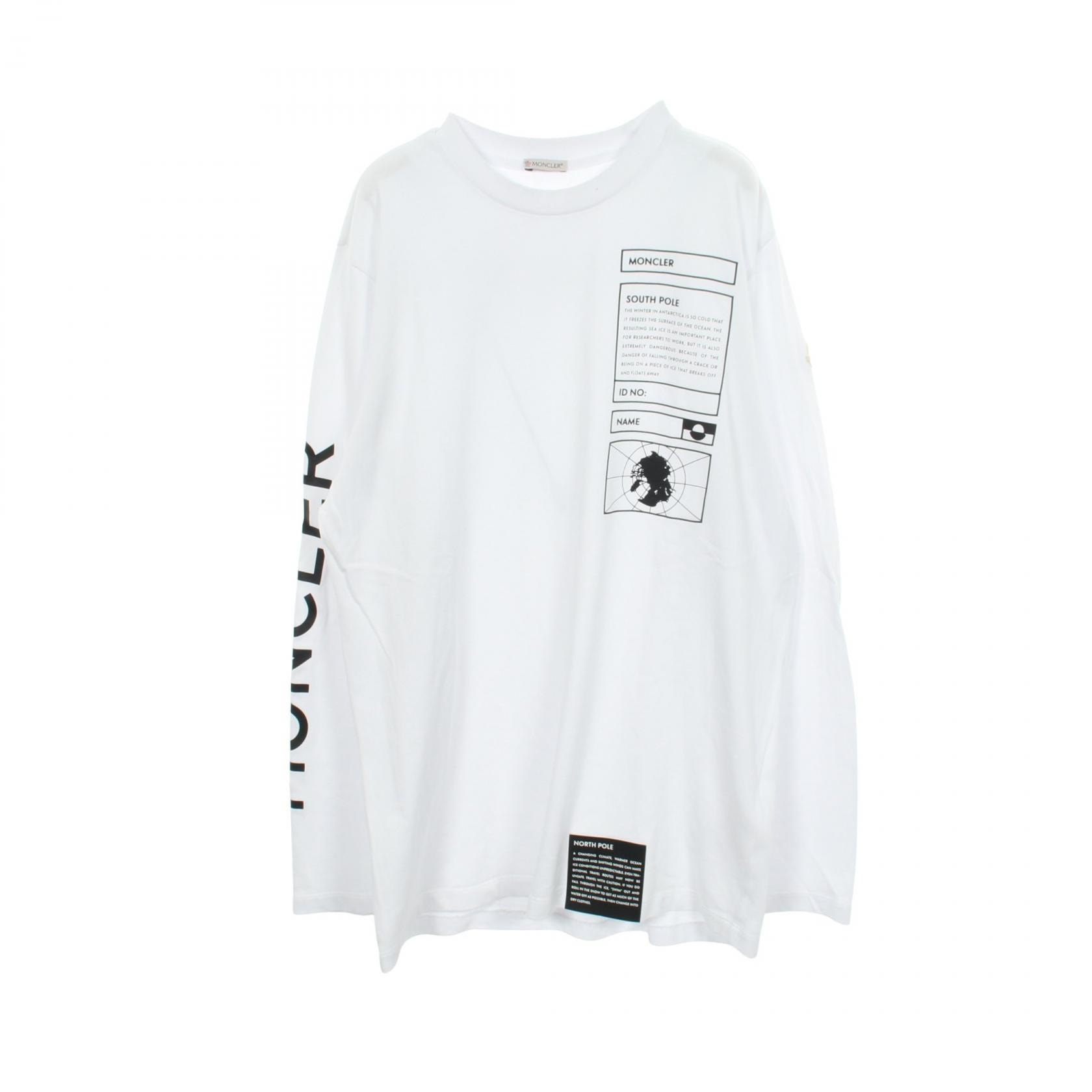 モンクレール MONCLER グラフィック クルーネック 長袖Tシャツ 衣料品 トップス コットン メンズ ホワイト系 H20918D00010 【中古】