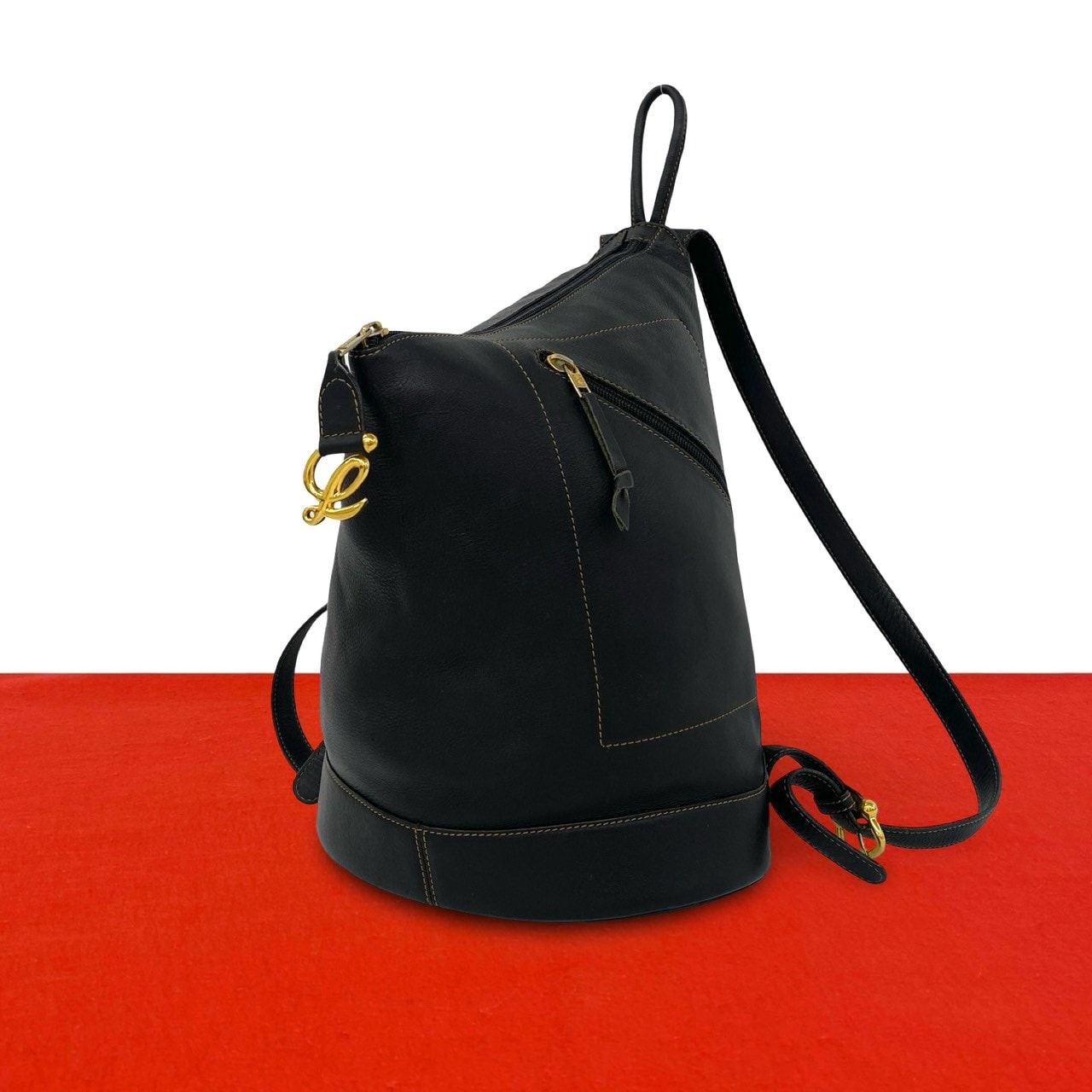 LOEWE ロエベ アントン アナグラム ロゴ 金具 レザー リュックサック ブラック
40258