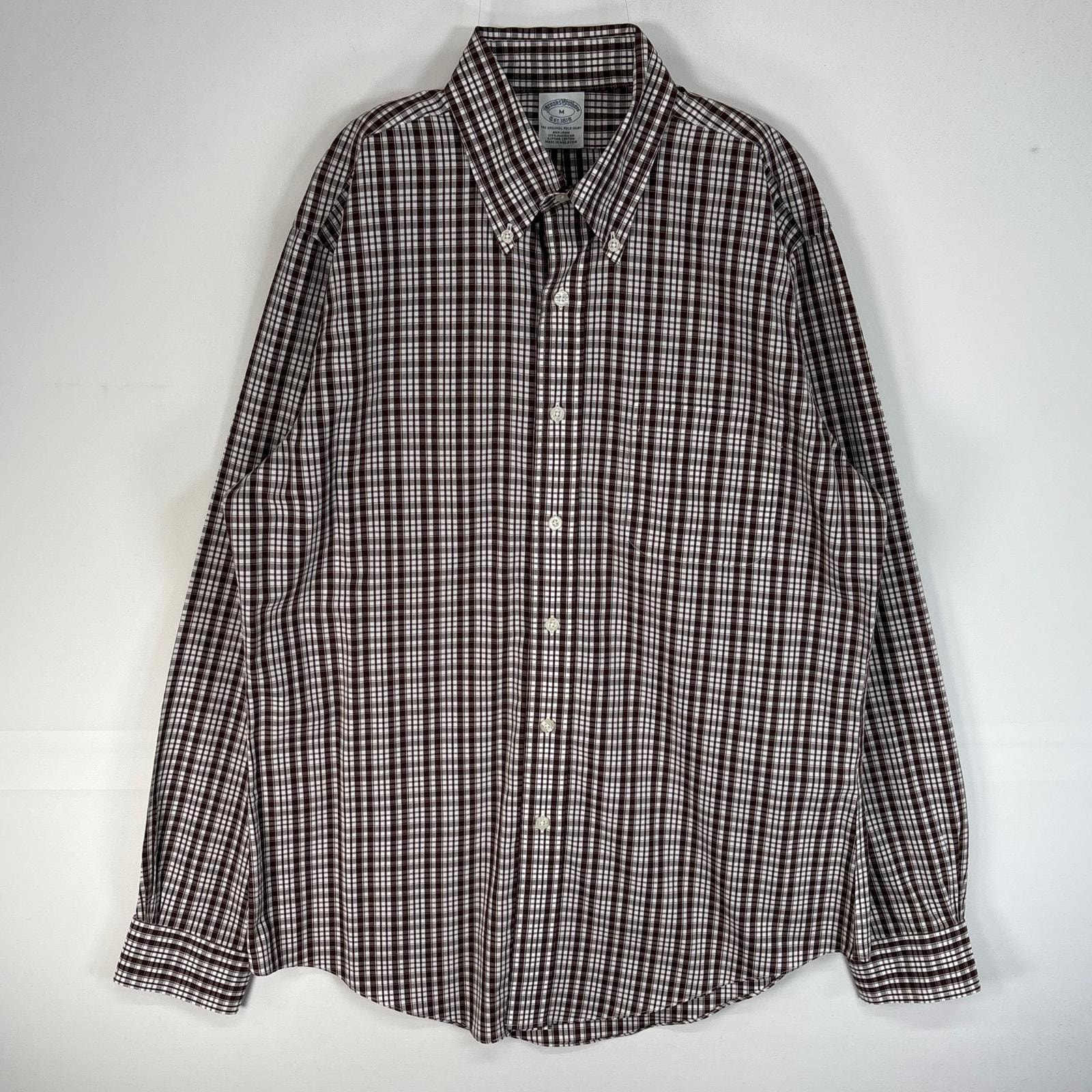 古着 ブルックスブラザーズ Brooks Brothers 長袖シャツ 胸ポケ ボタンダウン M ブラウン系 チェック メンズ