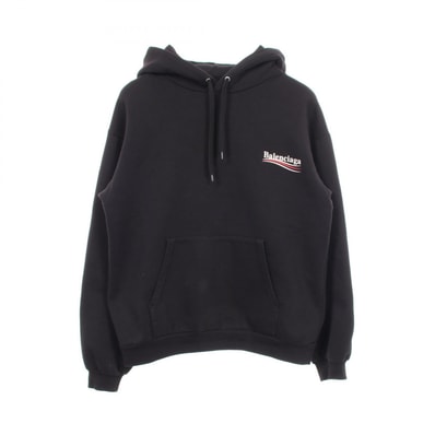 バレンシアガ BALENCIAGA キャンペーンロゴ 裏起毛 パーカー 衣料品 トップス コットン メンズ レディース ブラック系 【中古】