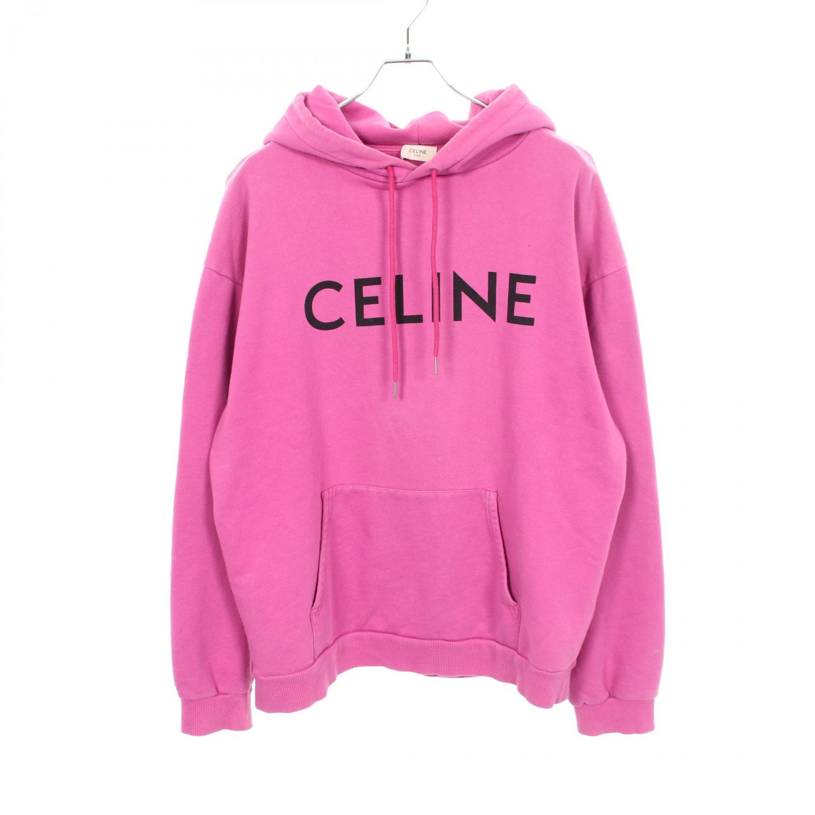 セリーヌ CELINE ルーズスウェットシャツ パーカー 衣料品 トップス コットン メンズ ピンク系 2Y321052H 【中古】