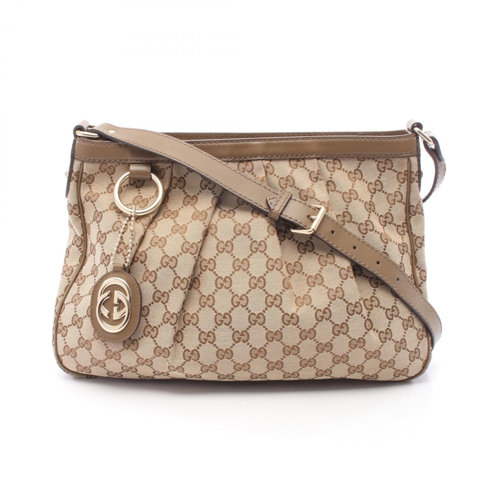 グッチ GUCCI スーキー GGキャンバス ショルダーバッグ バッグ キャンバス レザー レディース ベージュ系 / ブラウン系 296834 【中古】