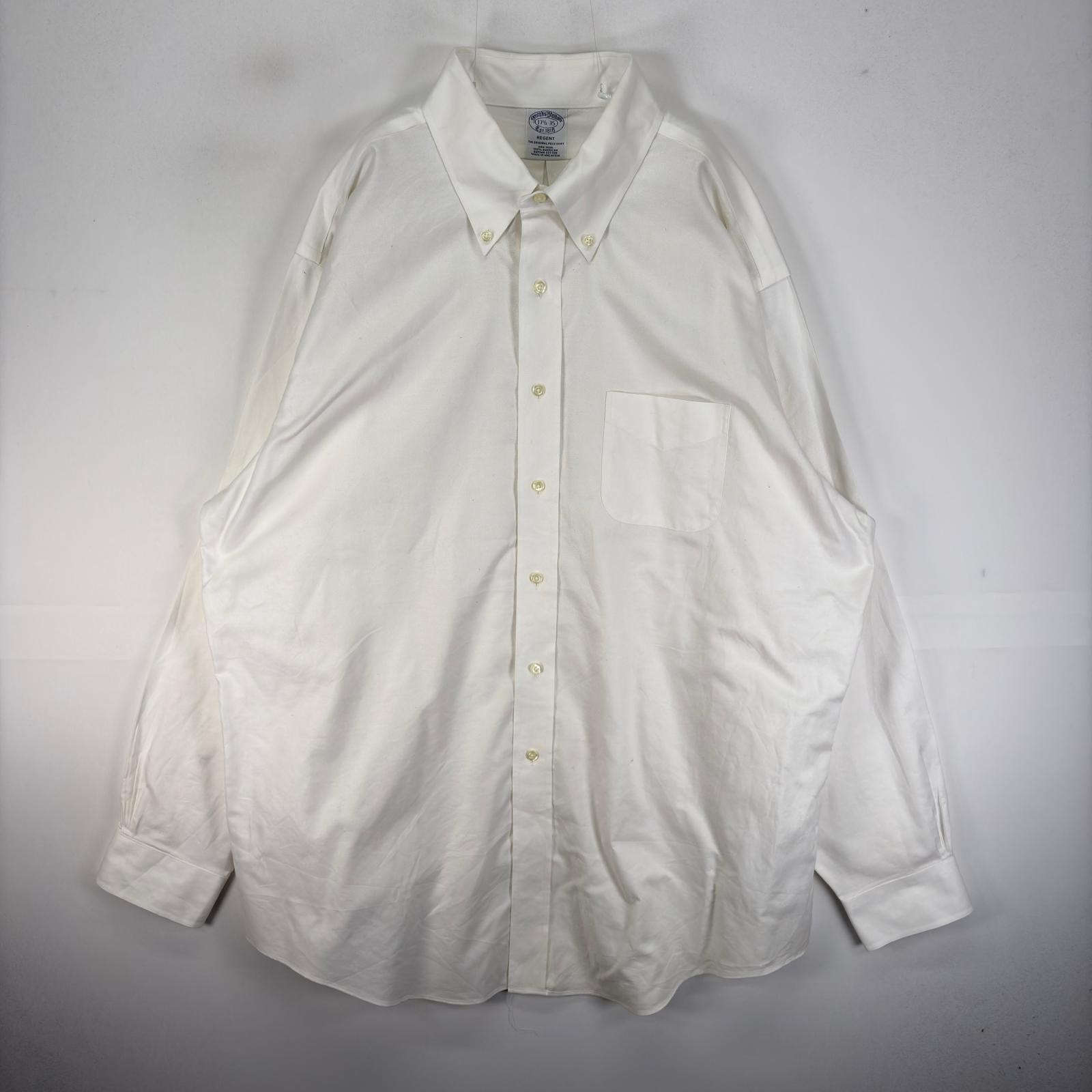 古着 ブルックスブラザーズ Brooks Brothers 長袖シャツ ボタンダウン 胸ポケット XL  ホワイト系 無地 メンズ