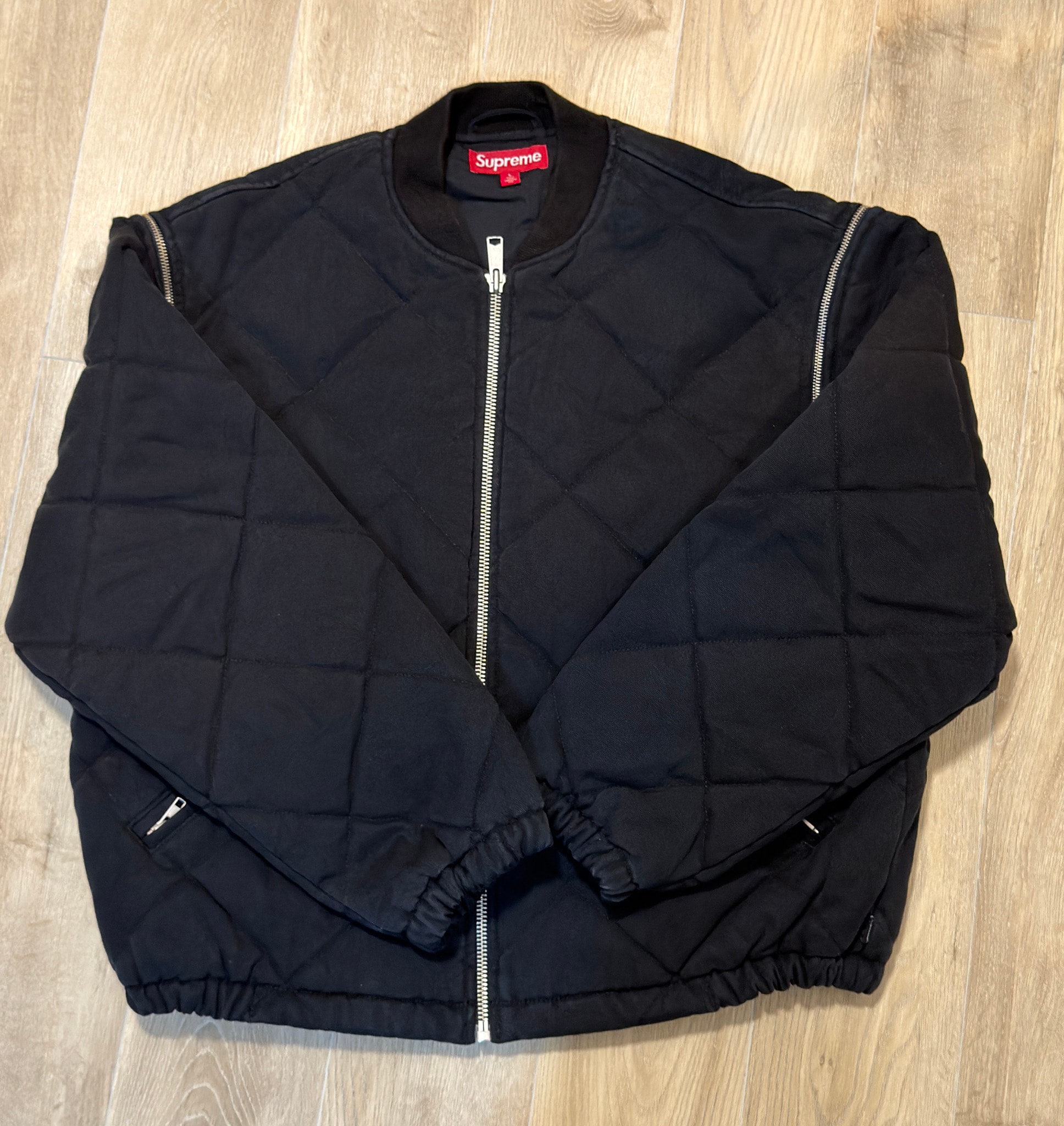 Supreme Zip-Off Sleeve Quilted Bomber Jacket "Black"