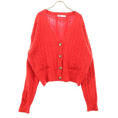 ZARA ザラ 長袖 ニットカーディガン M レッド