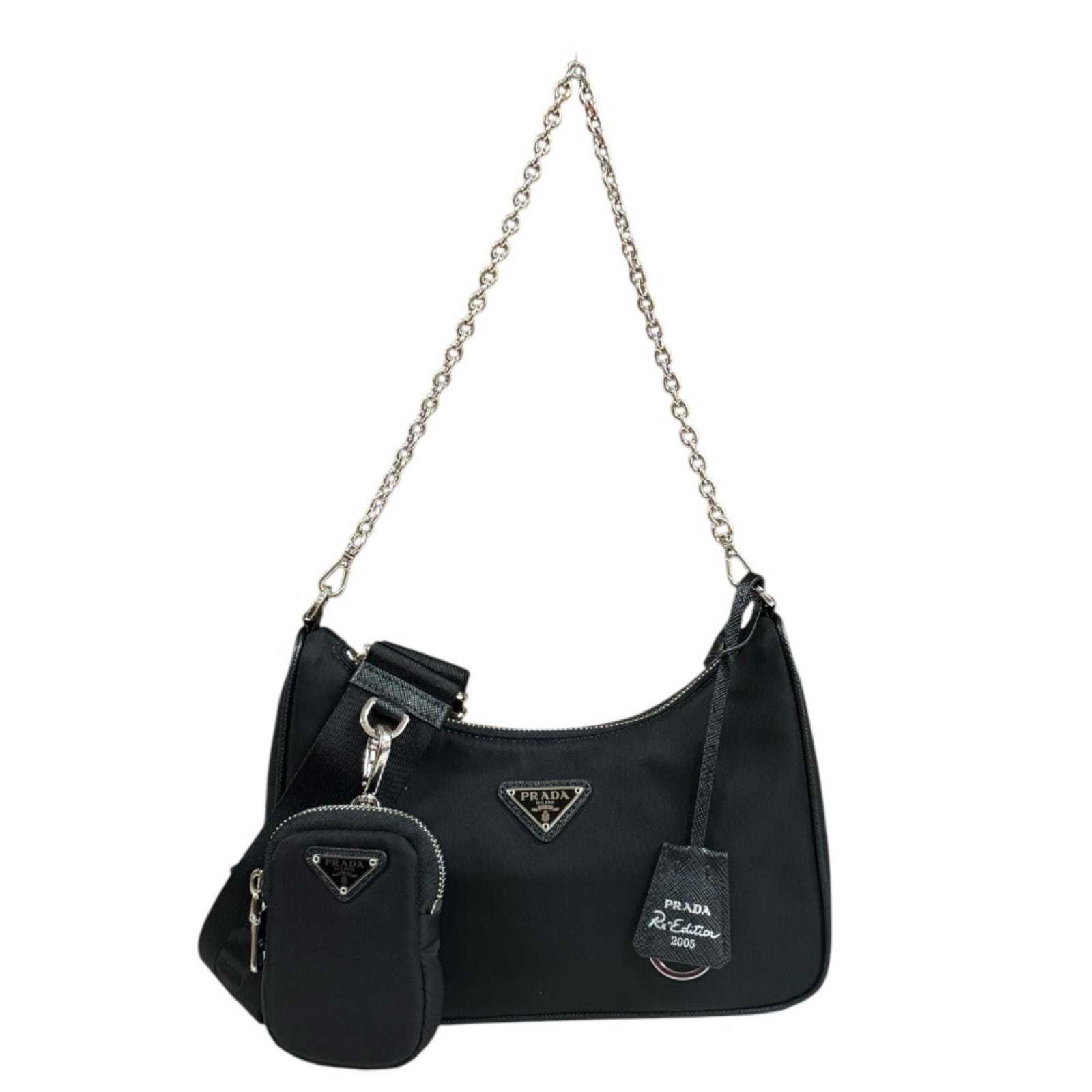 プラダ Re-Edition ショルダーバッグ ナイロン 1BH204 ブラック レディース PRADA 中古