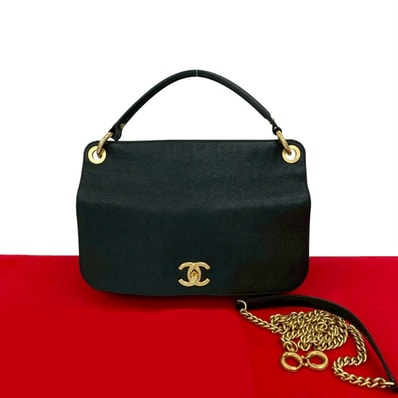 CHANEL シャネル ココマーク キャビアスキン ショルダーバッグ ブラック
124-3