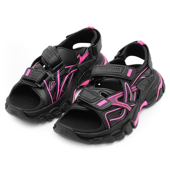 【新品同様】 バレンシアガ Track Sandal トラック サンダル レディース ブラック ピンク 36 BALENCIAGA