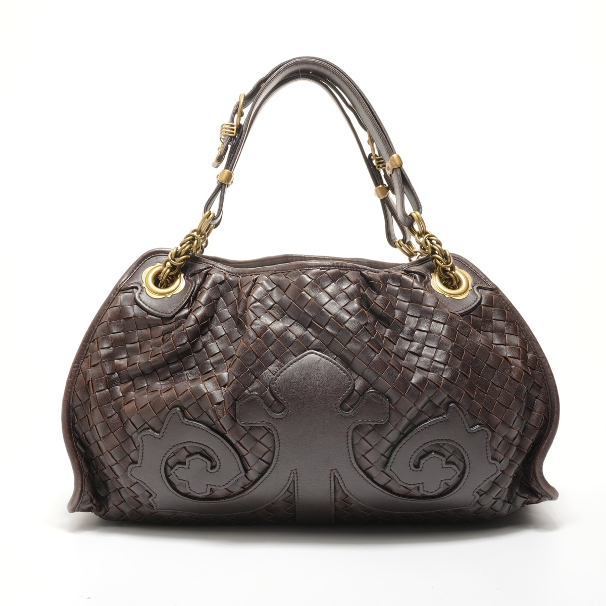 ボッテガヴェネタ BOTTEGAVENETA イントレチャート レザー ショルダーバッグ【中古】