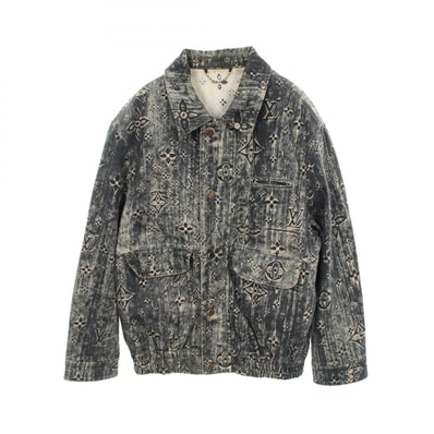 ルイ・ヴィトン LOUIS VUITTON モノグラムテーラード デニムジャケット 衣料品 アウター コットン メンズ グリーン系 【中古】