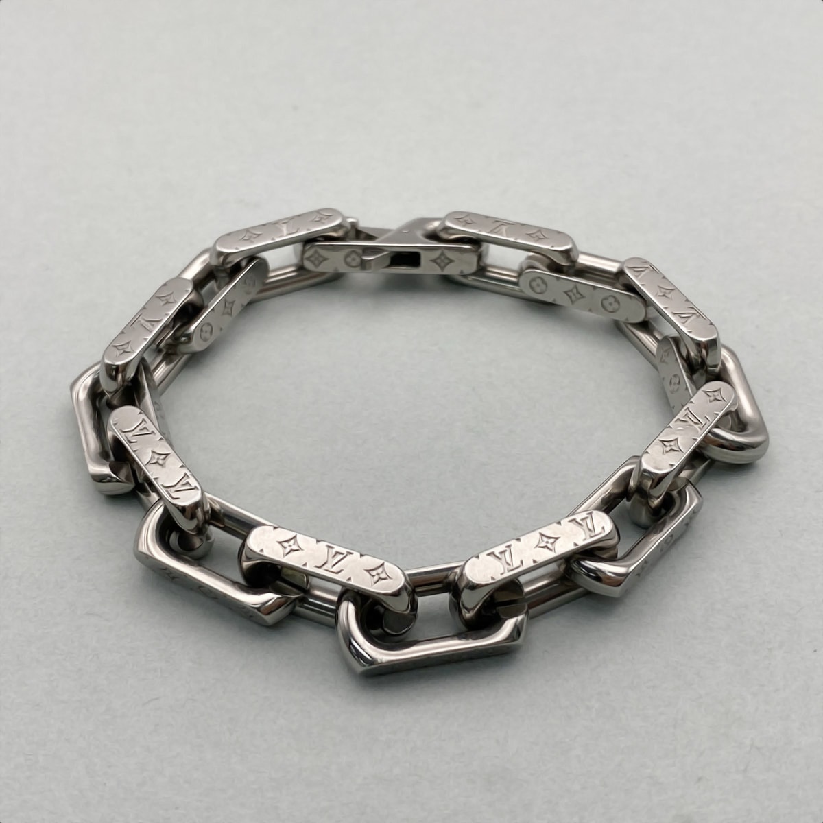 LOUIS VUITTON ルイ・ヴィトン ブレスレット・モノグラム チェーン ブレスレット M00309 M メタル シルバー  メンズ【中古】