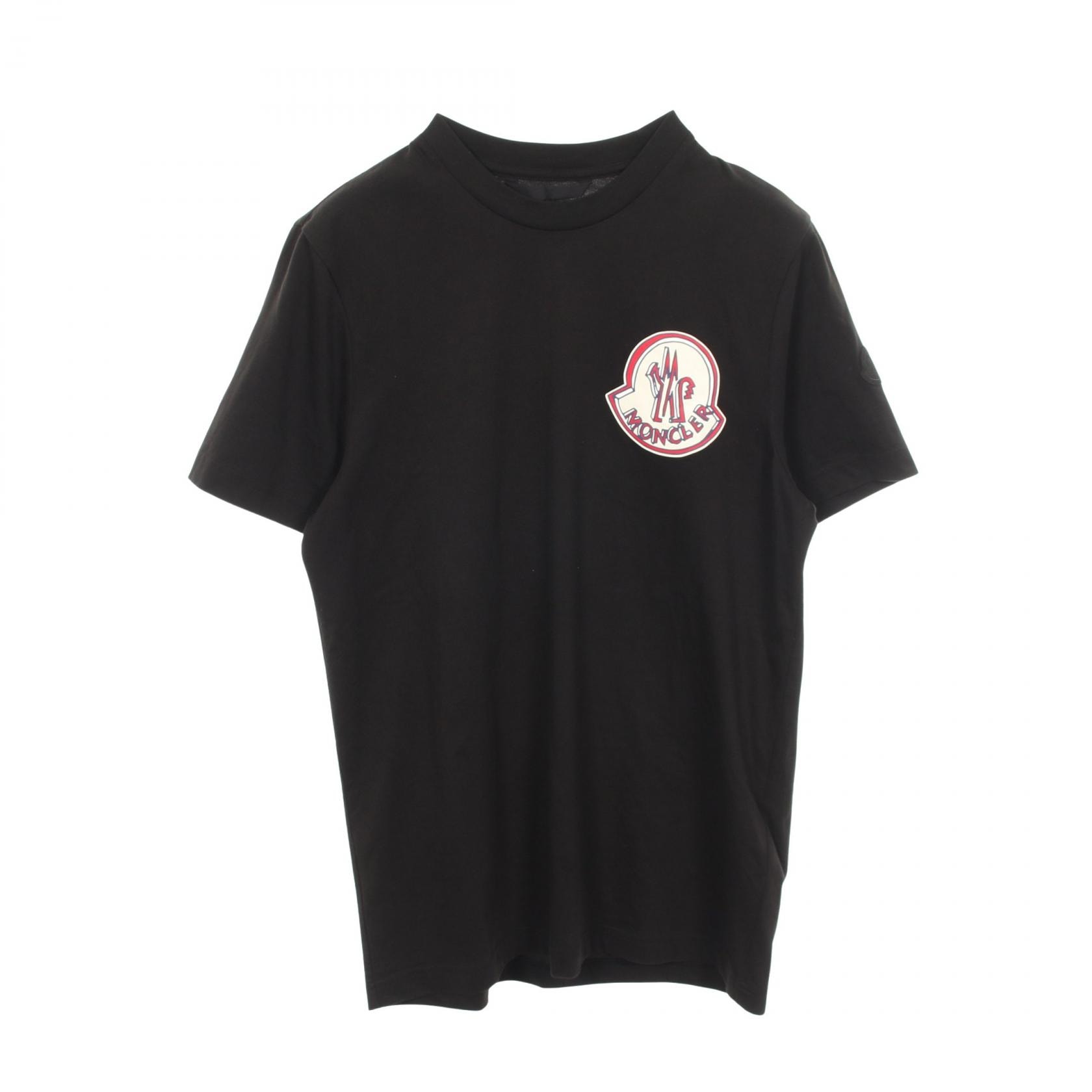 モンクレール MONCLER グラフィックモチーフロゴ クルーネック 半袖Tシャツ 衣料品 トップス コットン メンズ ブラック系 8C00034 【中古】