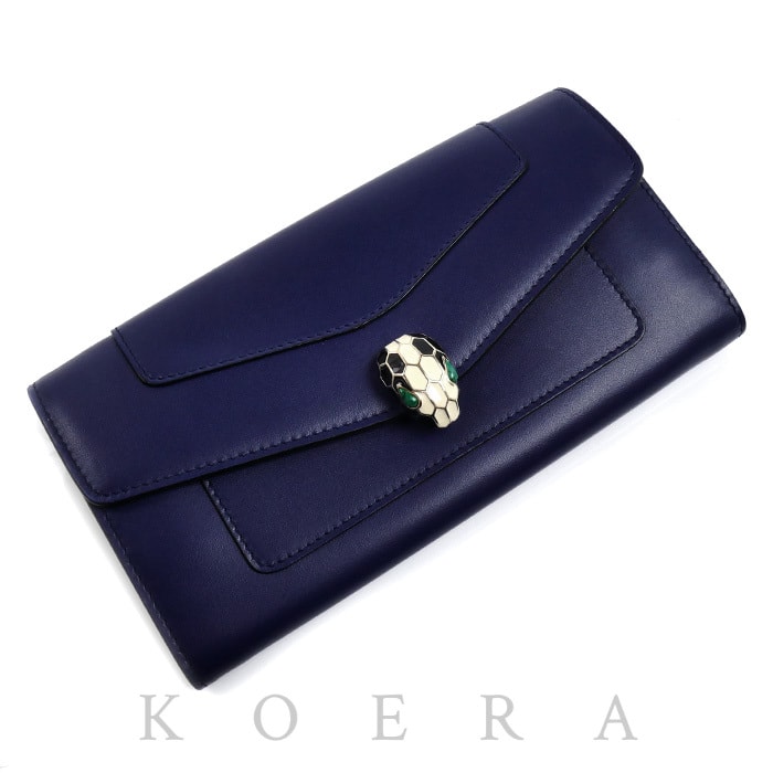 BVLGARI ブルガリ セルペンティ ロングウォレット 長財布 ブルー 281296 レディース【中古】【美品】