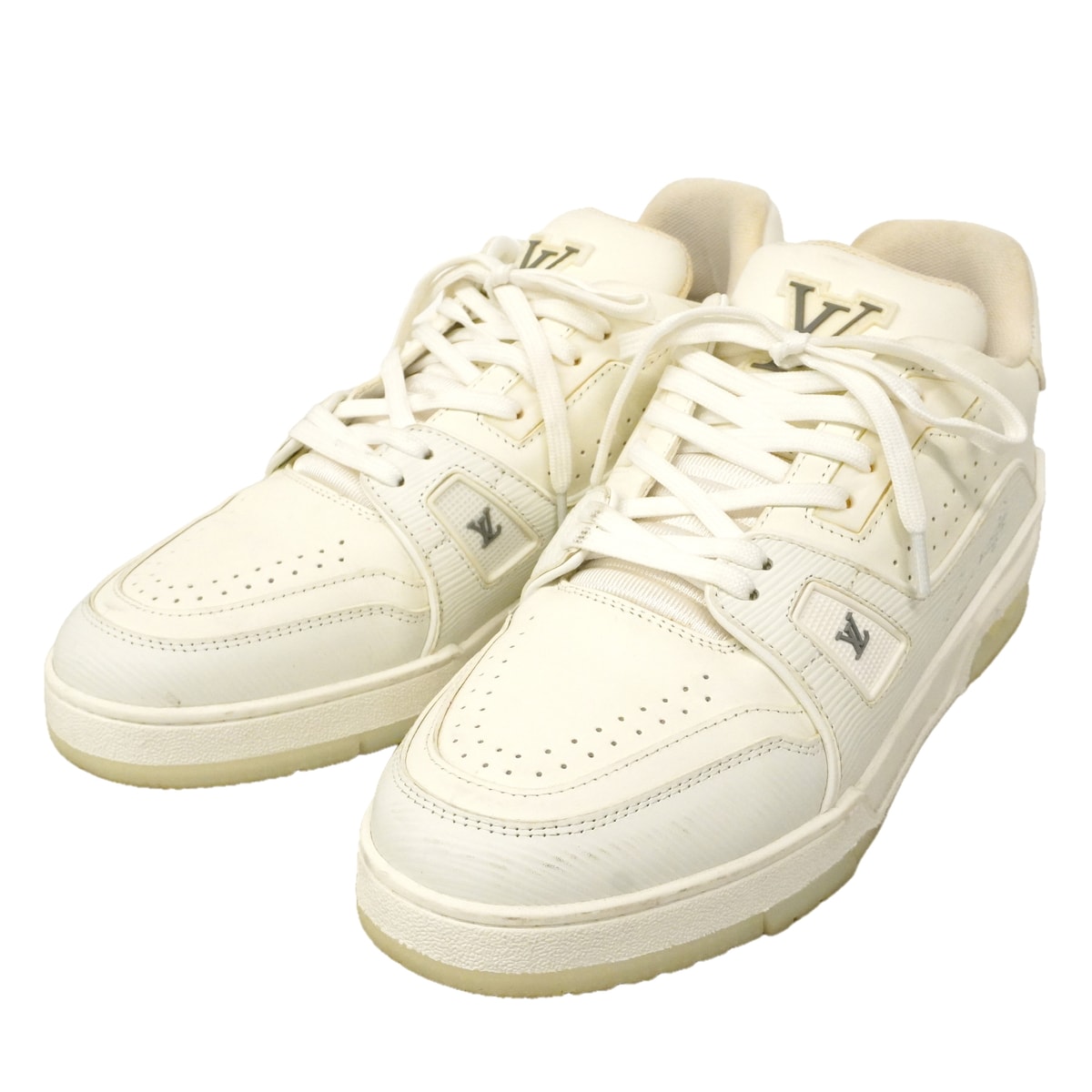 【6aph021】ルイヴィトン スニーカー 39 LVトレイナー 1A8WAX レザー ホワイト【中古】レディース