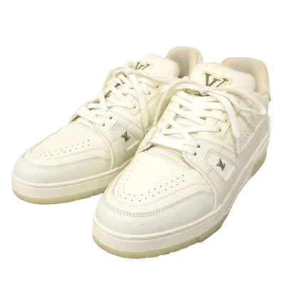 【6aph021】ルイヴィトン スニーカー 39 LVトレイナー 1A8WAX レザー ホワイト【中古】レディース