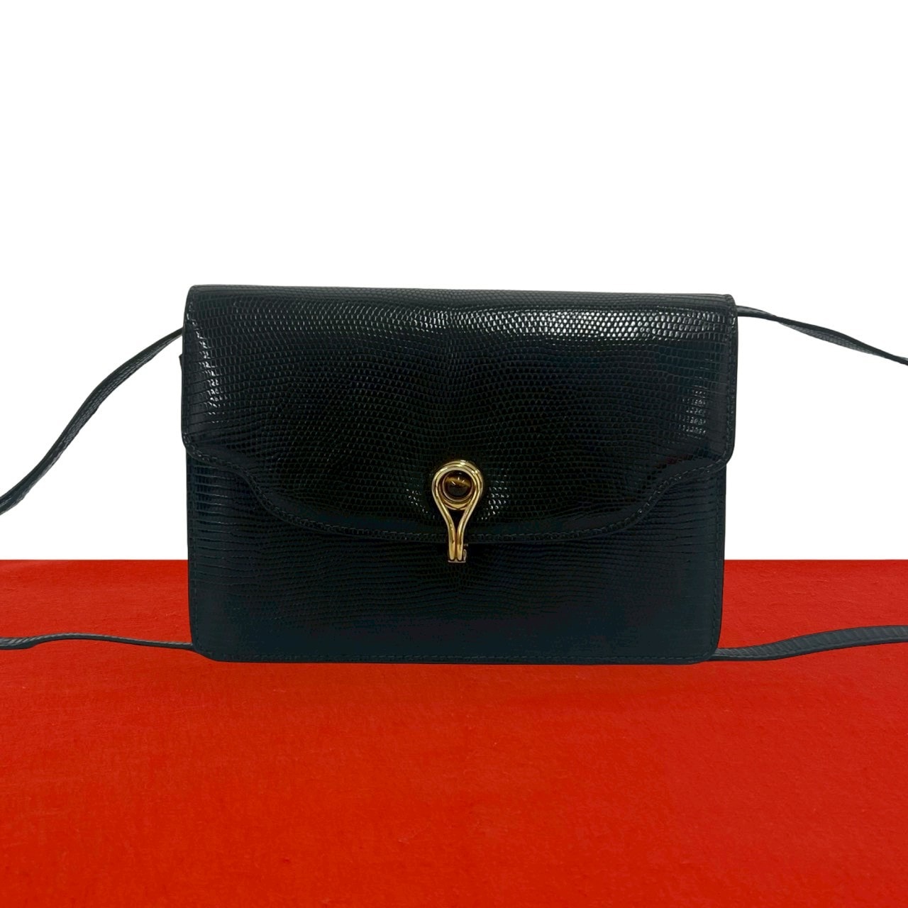 GUCCI グッチ タイガーアイ リザード ショルダーバッグ ネイビー
 24676