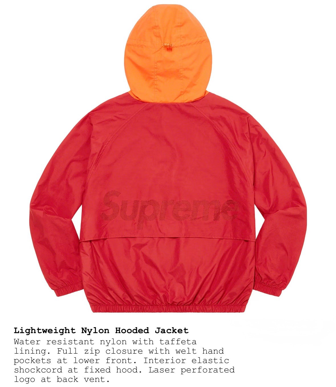 Supreme Lightweight Nylon Hooded Jacket "Red"