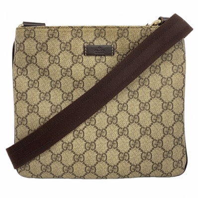 【6da0615】グッチ ショルダーバッグ GGスプリーム 201538 PVC ベージュ ブラウン シャンパンゴールド金具【中古】レディース