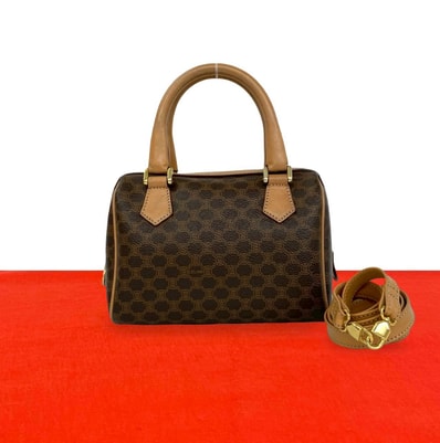 CELINE セリーヌ マカダム ブラゾン トリオンフ 柄 PVC レザー ショルダーバッグ ブラウン
41859