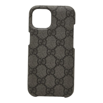 グッチ GGスプリーム アイフォンケース スマホケース 760210 グレー PVC レディース GUCCI 中古
