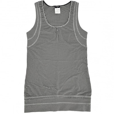 CHANEL シャネル タンクトップ ノースリーブワンピース チュニック ココマーク アパレル 服 38 ブラック 黒 ホワイト 白 コットン スパンデックス レディース 春 夏【中古品】