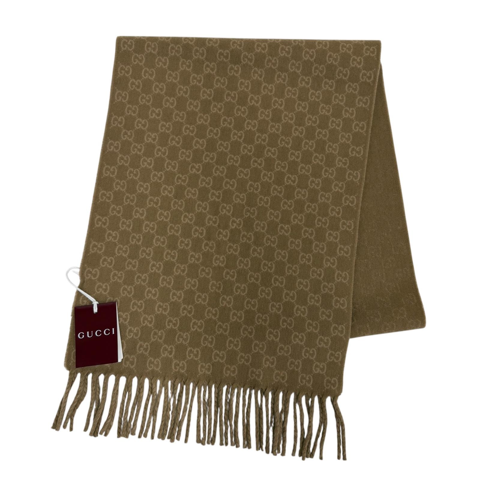 未使用品 グッチ マフラー ベージュ レディース 35×196cm 852038