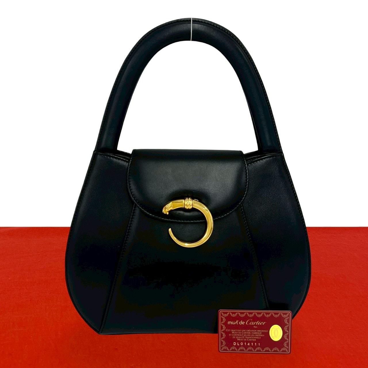 CARTIER カルティエ パンテール パンサーライン レザー ハンドバッグ ブラック
 32255