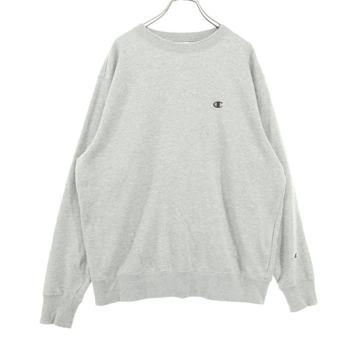 美品 Champion チャンピオン ワンポイントロゴ 長袖 スウェット M グレー