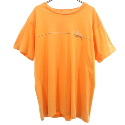 STUSSY ステューシー 90s USA製 紺タグ オールド 半袖 Tシャツ L オレンジ