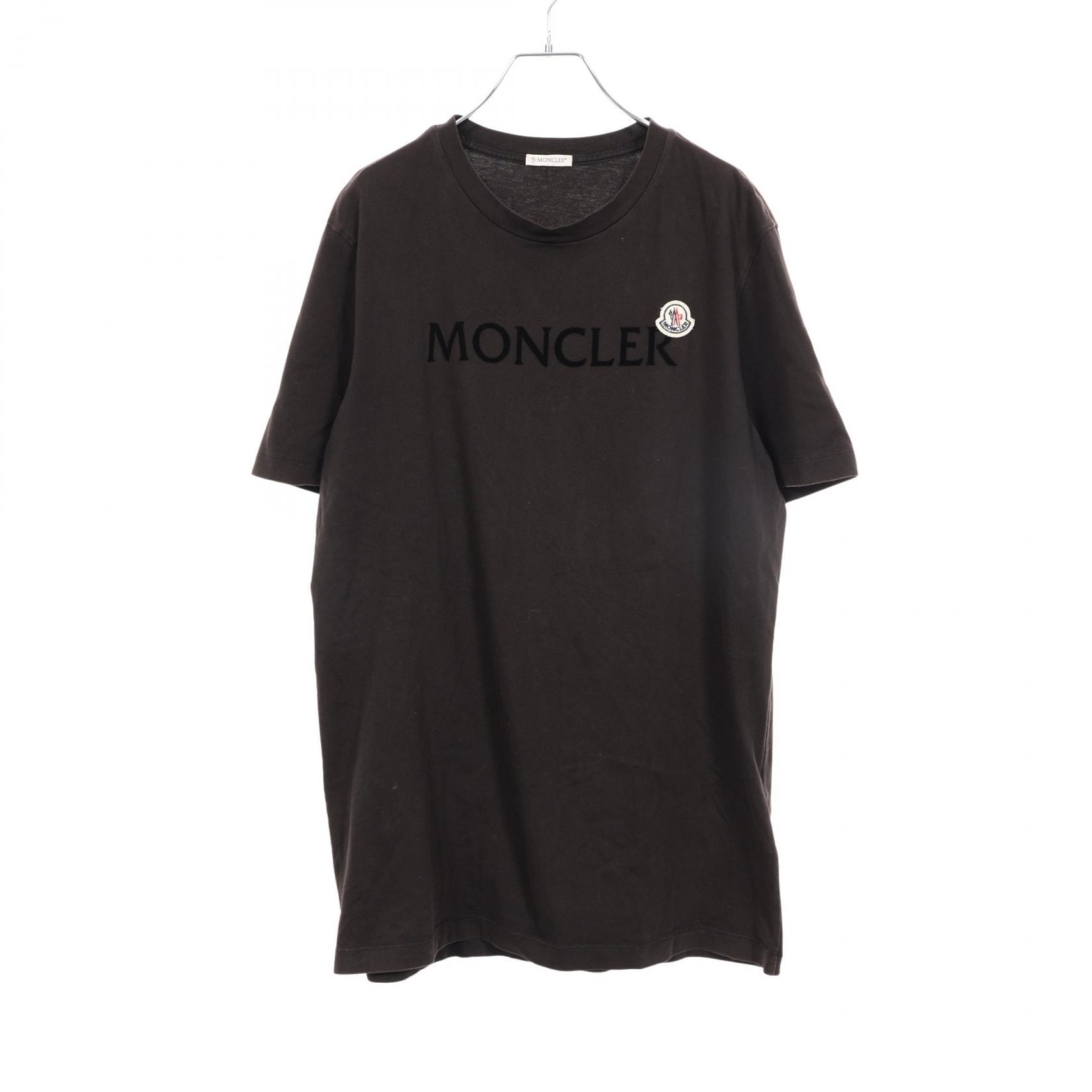 モンクレール MONCLER ロゴ クルーネック 半袖Tシャツ 衣料品 トップス コットン メンズ ブラック系 【中古】