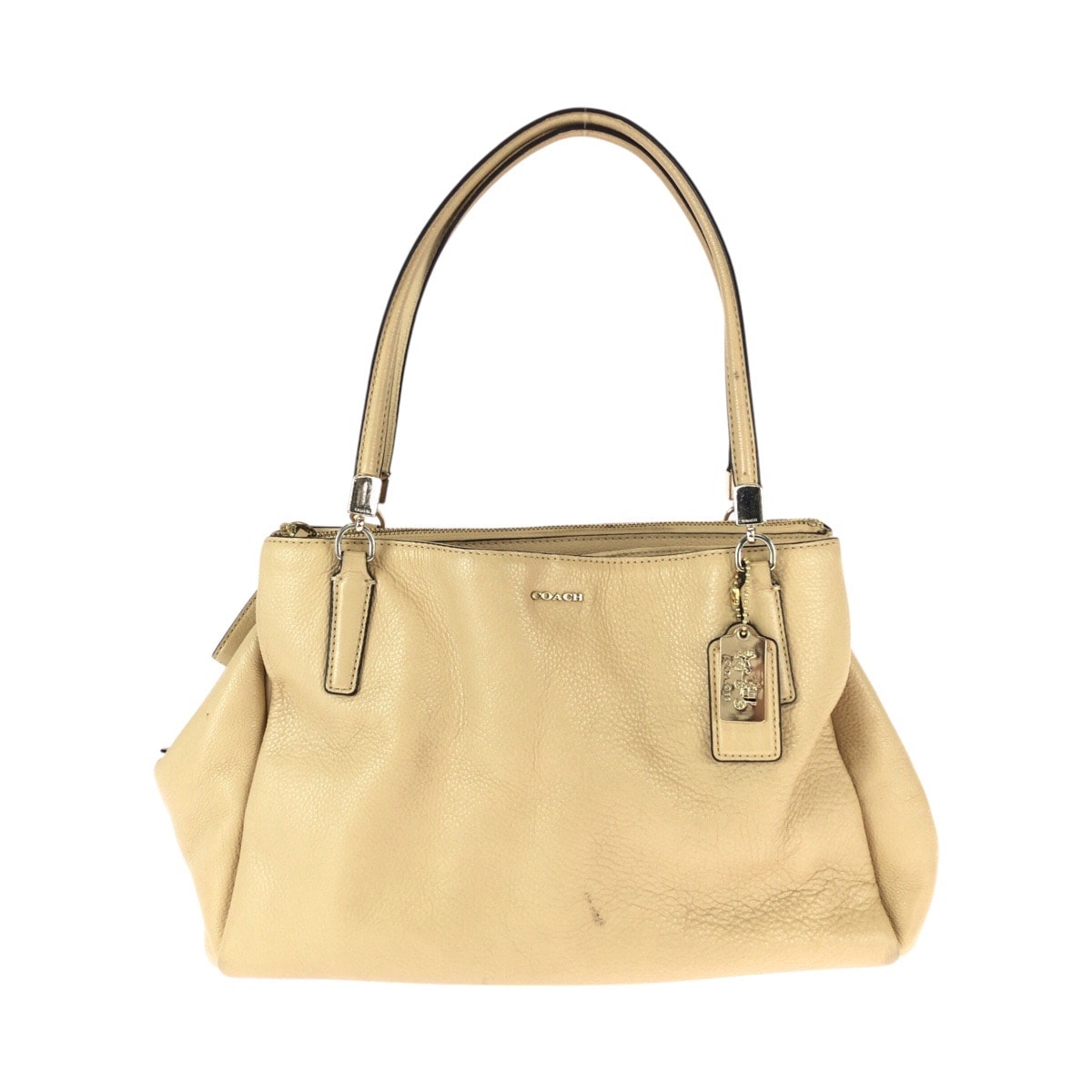 COACH コーチ マディソン ベージュ ブラウン レザー ショルダーバッグ トートバッグ 600365 【中古】