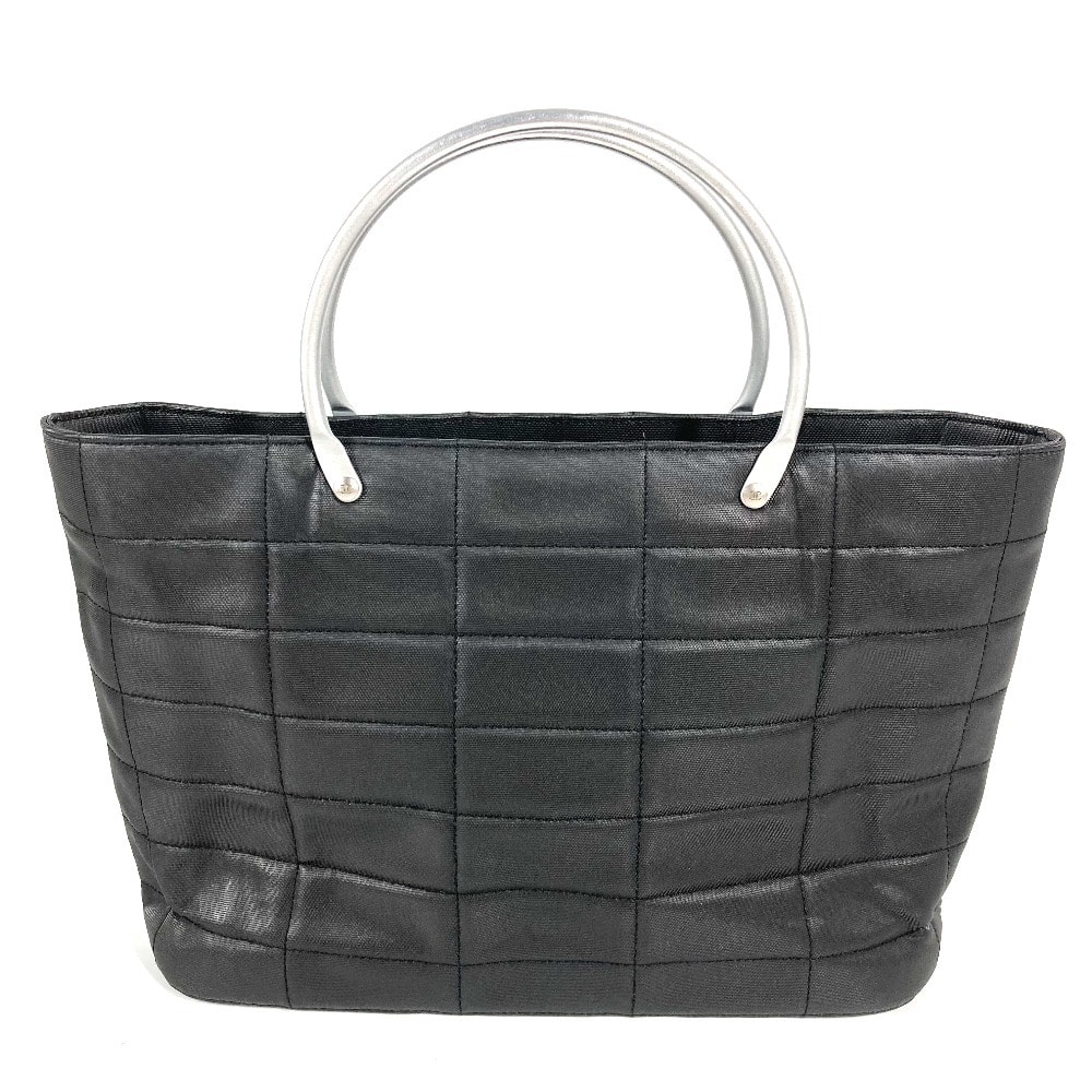 シャネル CHANEL メタルハンドル CC ココマーク 露語 チョコバー カバン トートバッグ ハンドバッグ ナイロンキャンバス ブラック