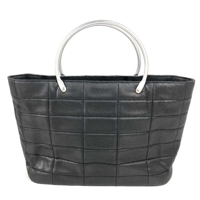 シャネル CHANEL メタルハンドル CC ココマーク 露語 チョコバー カバン トートバッグ ハンドバッグ ナイロンキャンバス ブラック