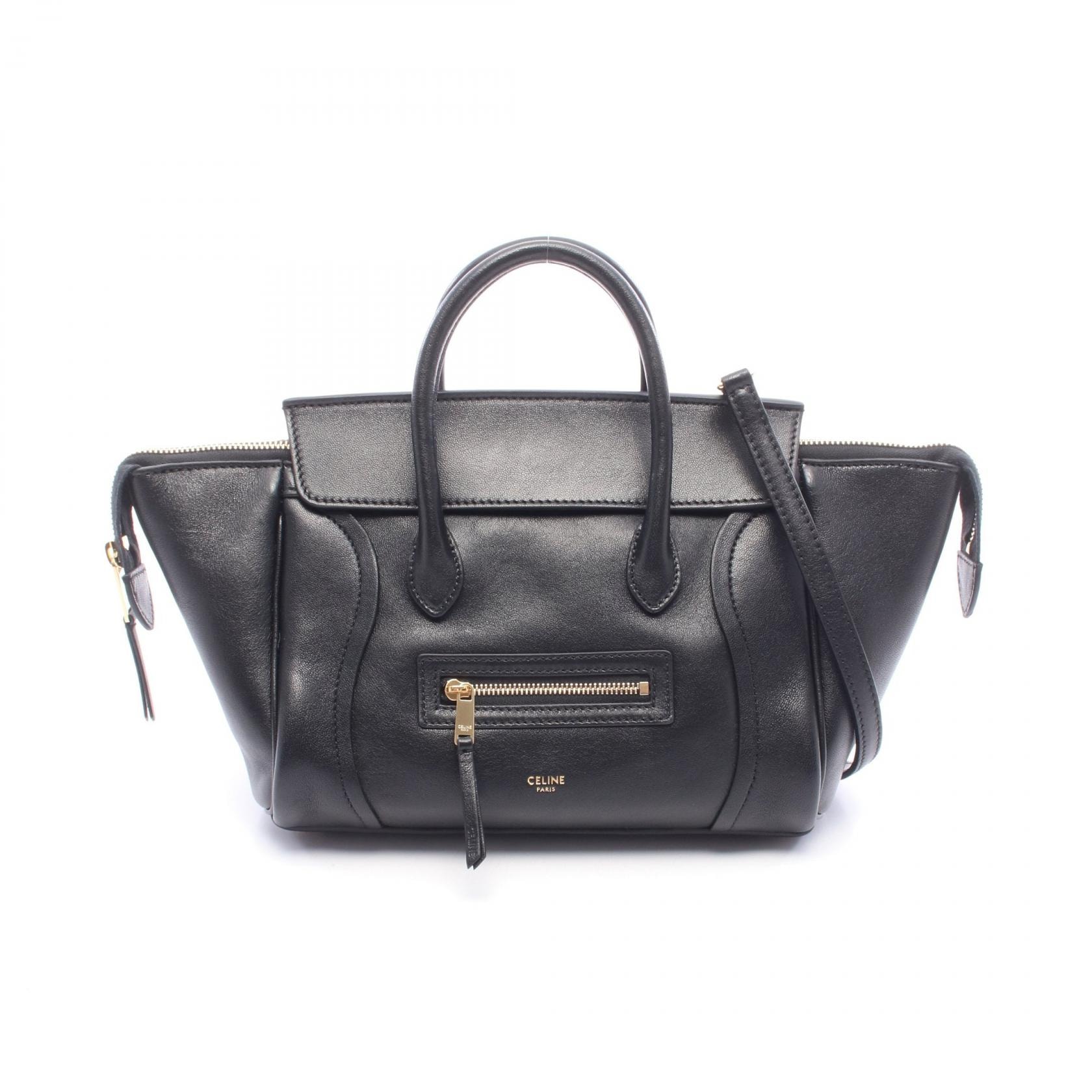 セリーヌ CELINE リトルラゲージ スモール 2WAY ハンドバッグ バッグ レザー レディース ブラック系 L108J3056.38NO 【中古】
