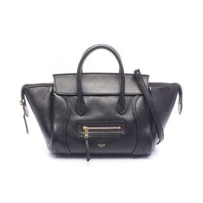 セリーヌ CELINE リトルラゲージ スモール 2WAY ハンドバッグ バッグ レザー レディース ブラック系 L108J3056.38NO 【中古】