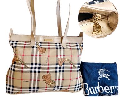 激レア 美品 BURBERRY タッセル柄 ノバチェック 肩がけ トートバッグ