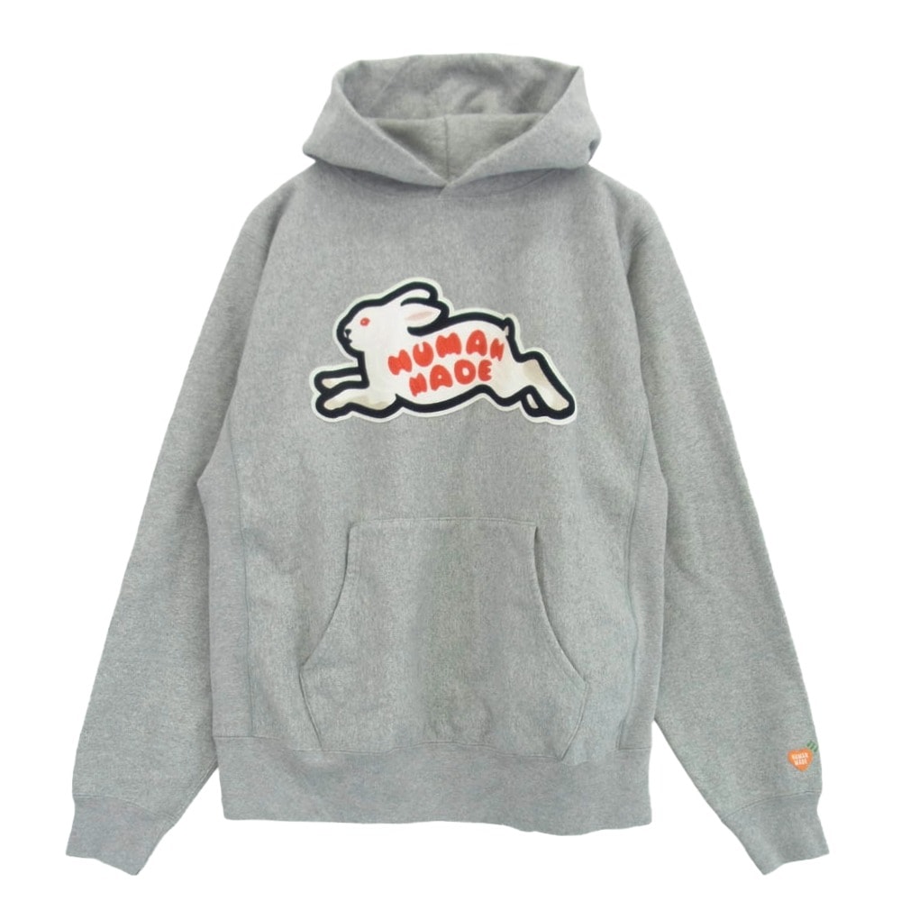 HUMAN MADE ヒューマンメイド パーカー HM25CS043 RABBIT HEAVY WEIGHT HOODIE  ラビット ヘビーウエイト フーディー プルオーバー パーカー グレー系 L【中古】