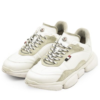 【SALE】MONCLER モンクレール スニーカー Bubble バブル2サイズ 44 メンズ ロゴ ラバーワッペン トリコロール レザー スウェード チャンキーソール 厚底 シューズ 靴 袋付属 ホワイト 白 イタリア製