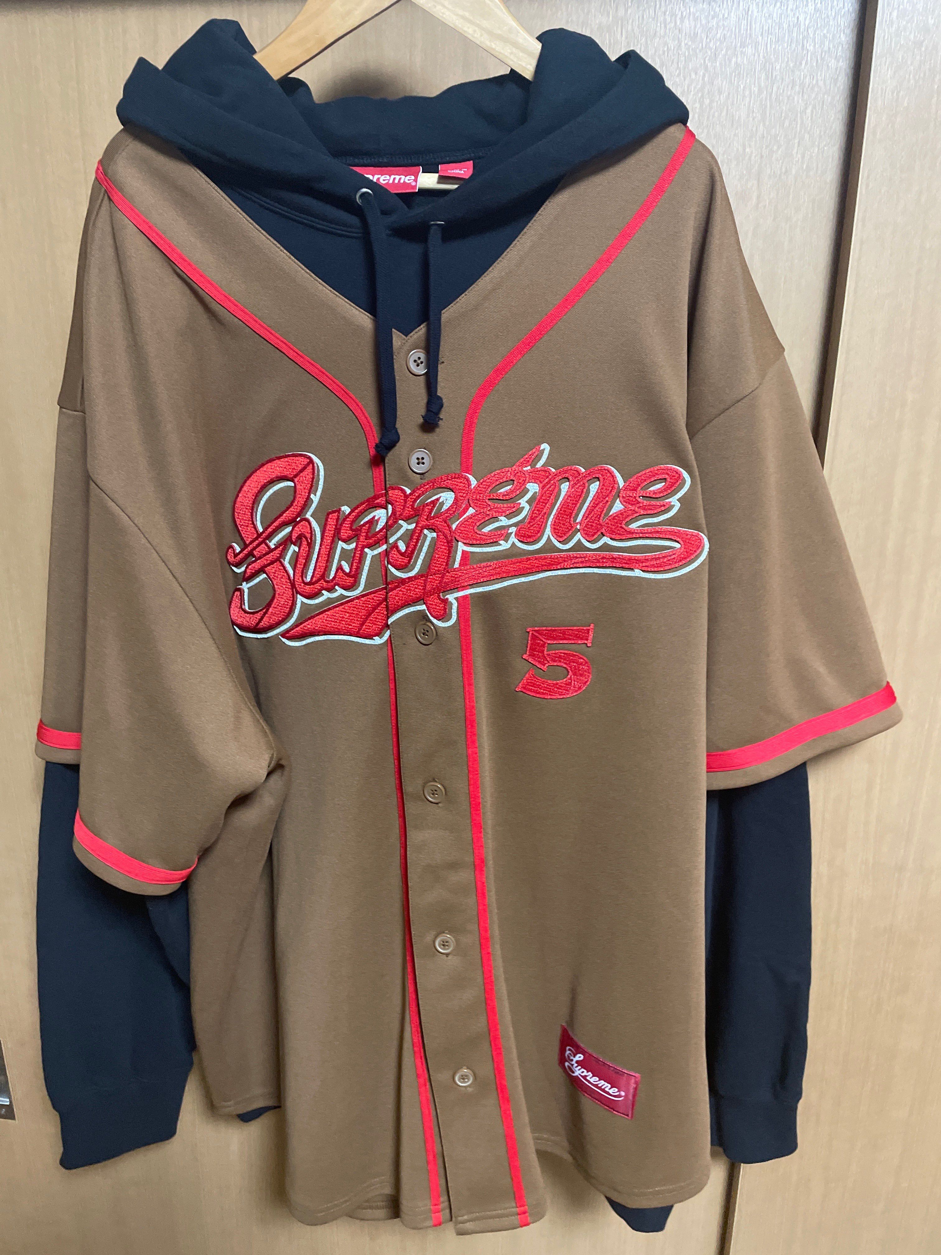 Supreme Baseball Jersey Hooded Sweatshirt "Brown"
