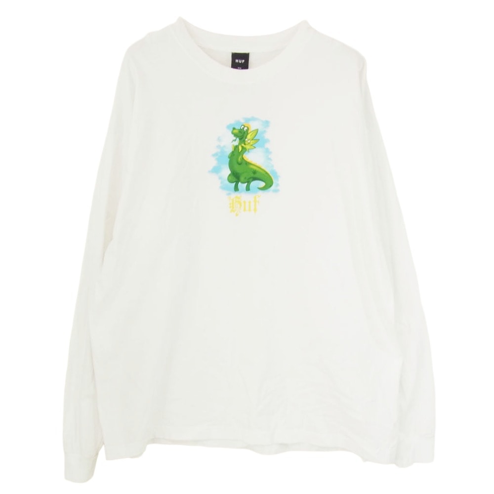 HUF ハフ Fairy Tale フェアリーテイル フロントプリント ロングスリーブ 長袖 Tシャツ カットソー ホワイト系 XXL【中古】