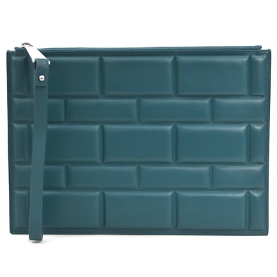ボッテガヴェネタ BOTTEGAVENETA クラッチバッグ レザー グリーン ユニセックス【中古】 r11469i