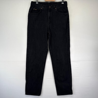 古着 リー Lee デニム パンツ ブラックデニム ジッパーフライ 5ポケット ジーパン W36xL36 ブラック系 メンズ